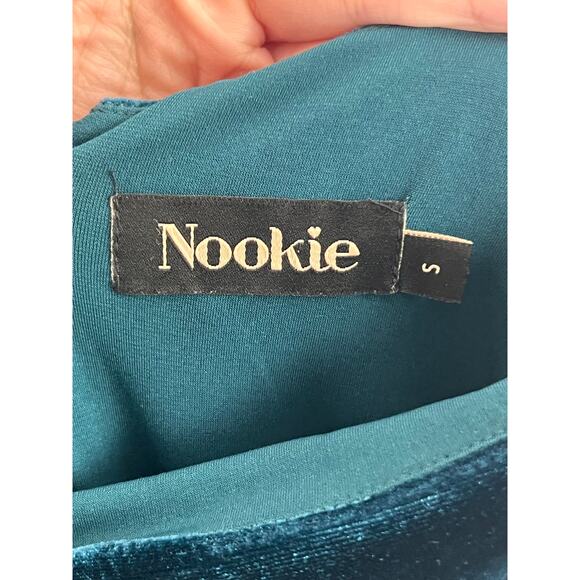 Nookie Voodoo Velour Velvet Bodycon Midi Dress Teal Green Women's Size Small - Picture 5 of 10